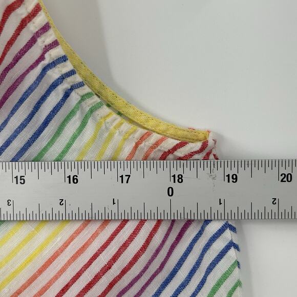 Lands End Rainbow Stripe Shirt 100% Linen Womens Small Sleeveless Blouse - Picture 8 of 8